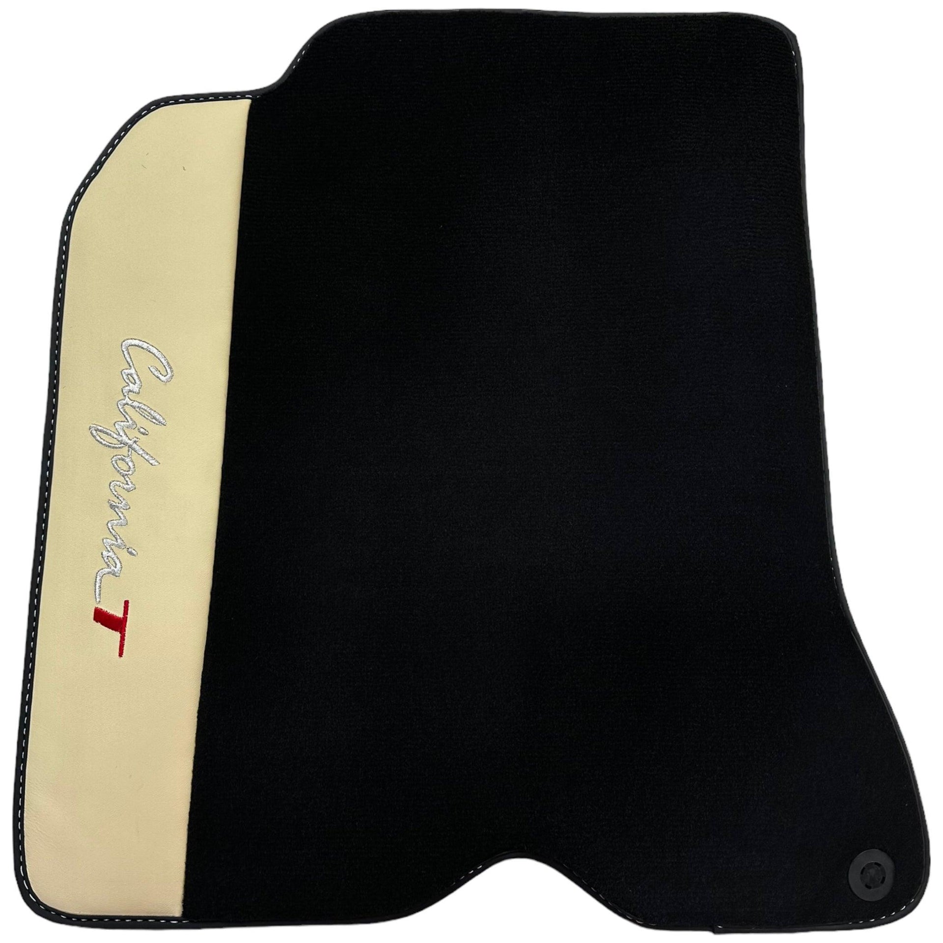 Black Floor Mats for Ferrari California T (2015–2018) Crema Nappa Leather - AutoWin