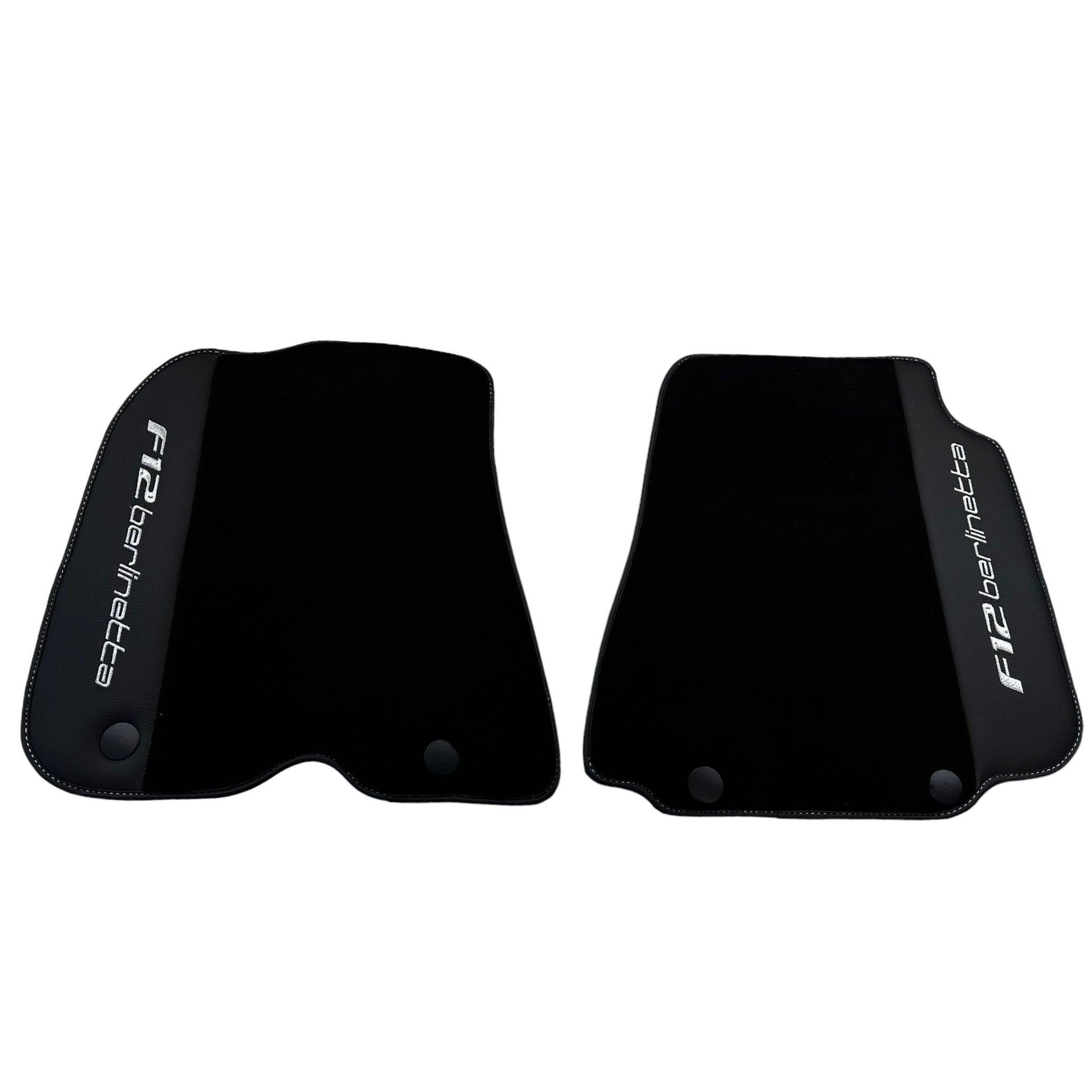 Black Floor Mats for Ferrari F12 Berlinetta (2012-2022) with Leather - AutoWin