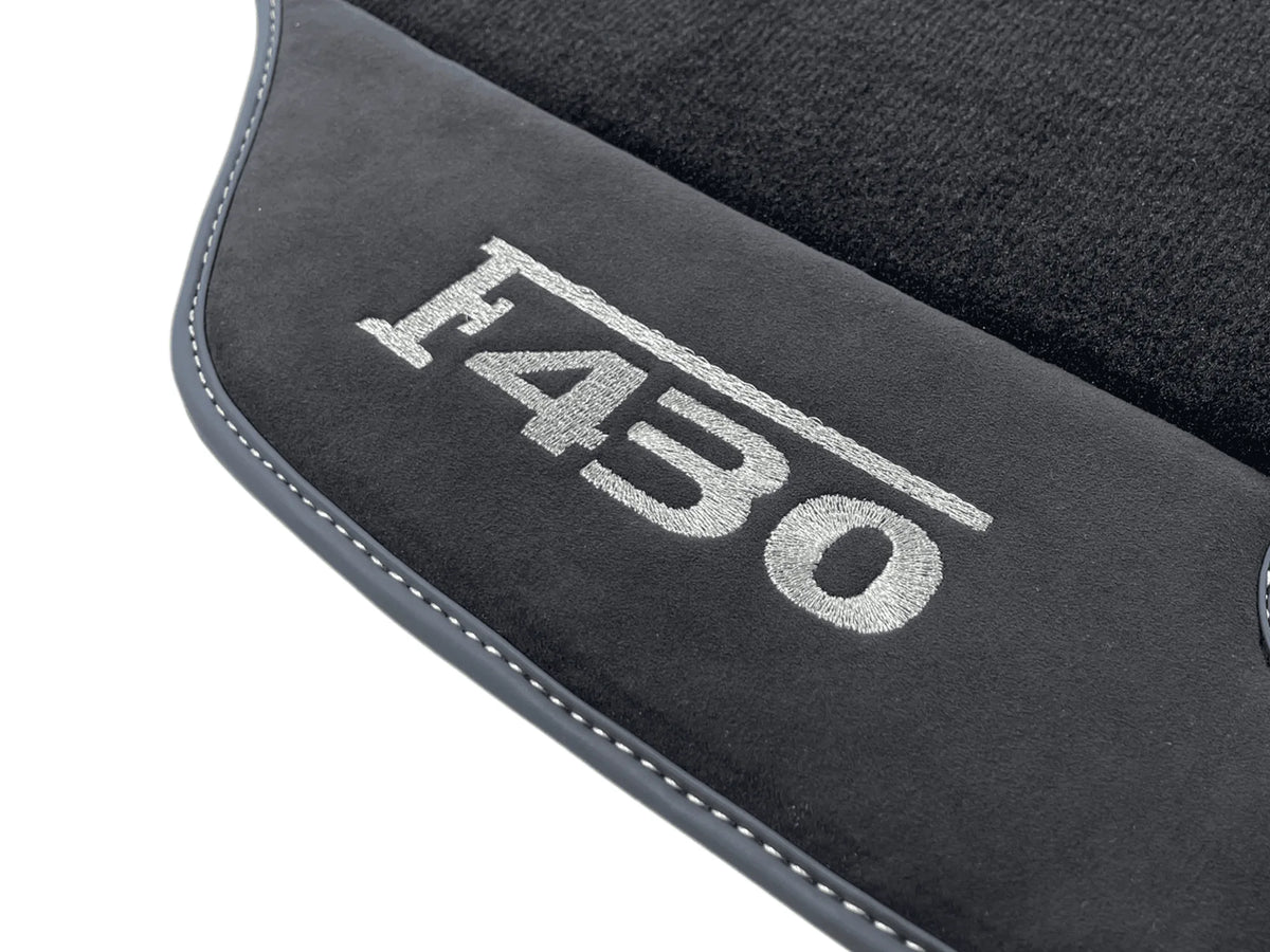 Black Floor Mats For Ferrari F430 2004-2009 With Alcantara Leather - AutoWin