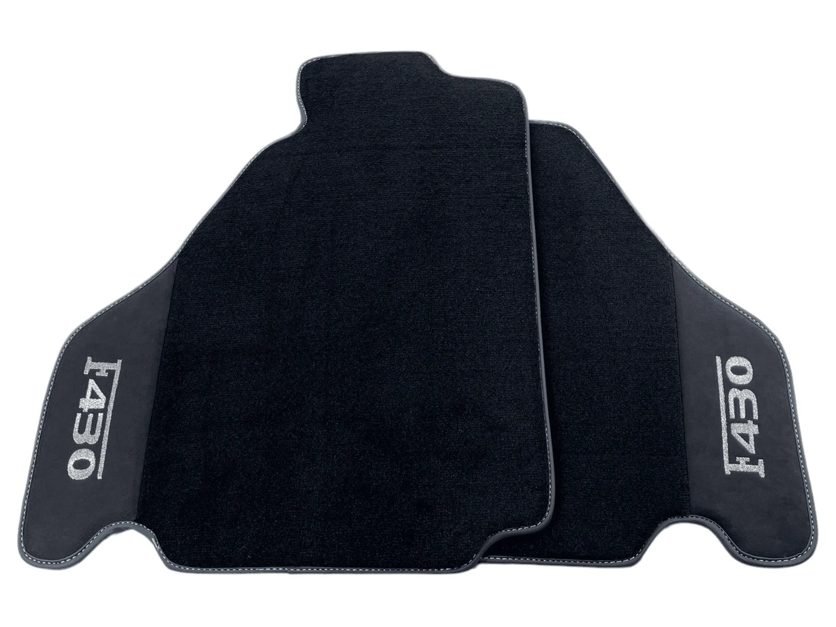 Black Floor Mats For Ferrari F430 2004-2009 With Alcantara Leather - AutoWin