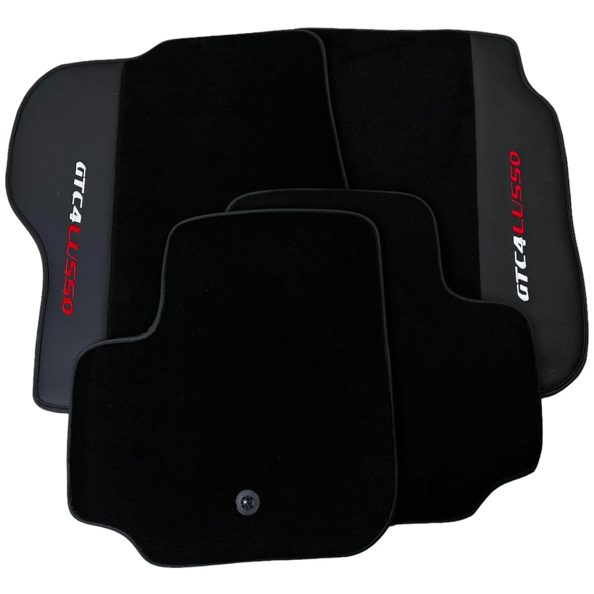 Black Floor Mats For Ferrari GTC4 Lusso (2016-2023) with Leather - AutoWin