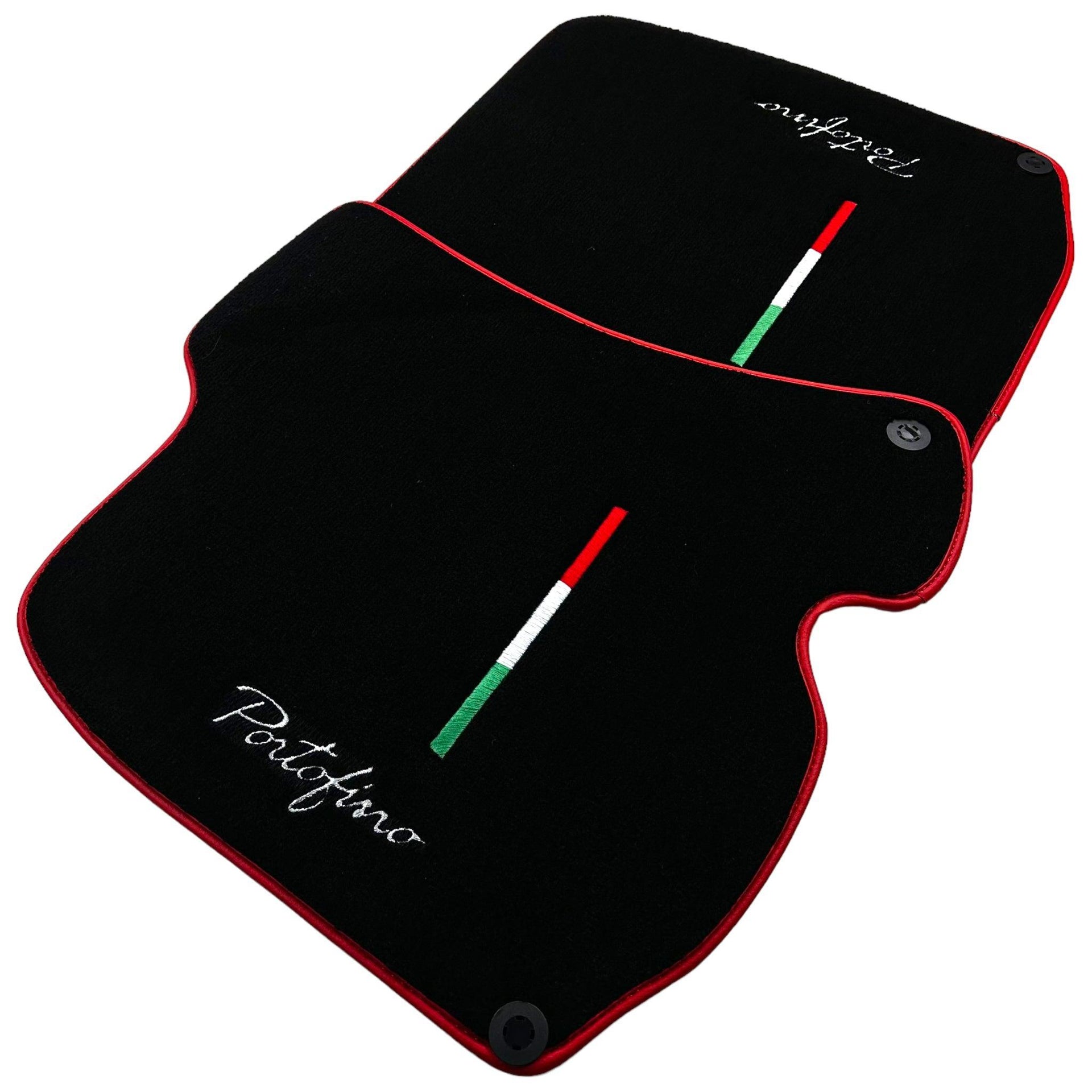 Black Floor Mats for Ferrari Portofino (2018-2023) Italian Edition with Red Trim - AutoWin