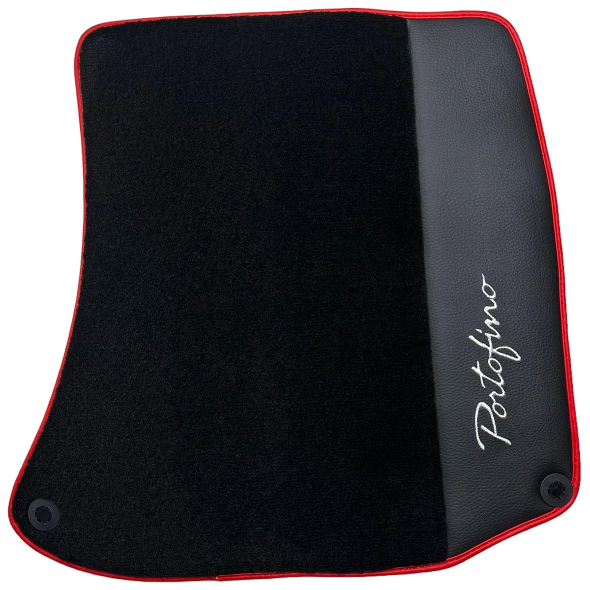 Black Floor Mats For Ferrari Portofino (2018-2023) With Leather and Red Trim - AutoWin