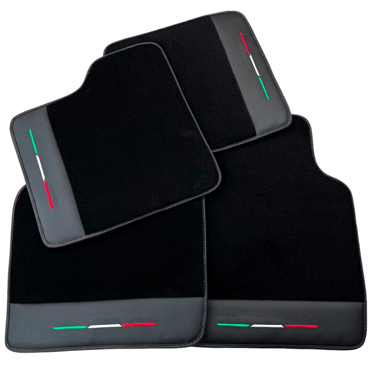 Black Floor Mats for Ferrari Purosangue with Leather and Black Trim | Italian Edition