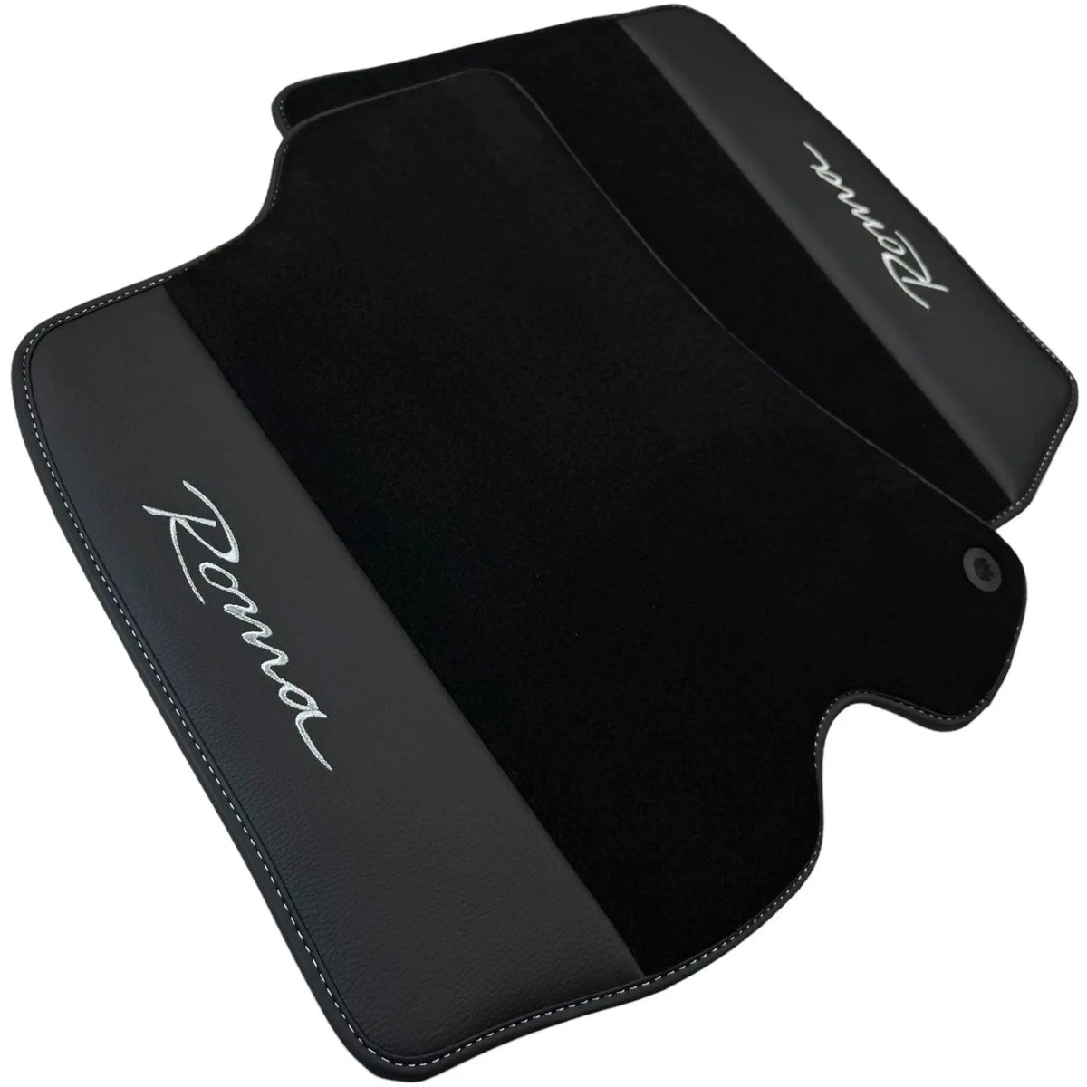 Black Floor Mats for Ferrari Roma (2021-2027) with Leather - AutoWin