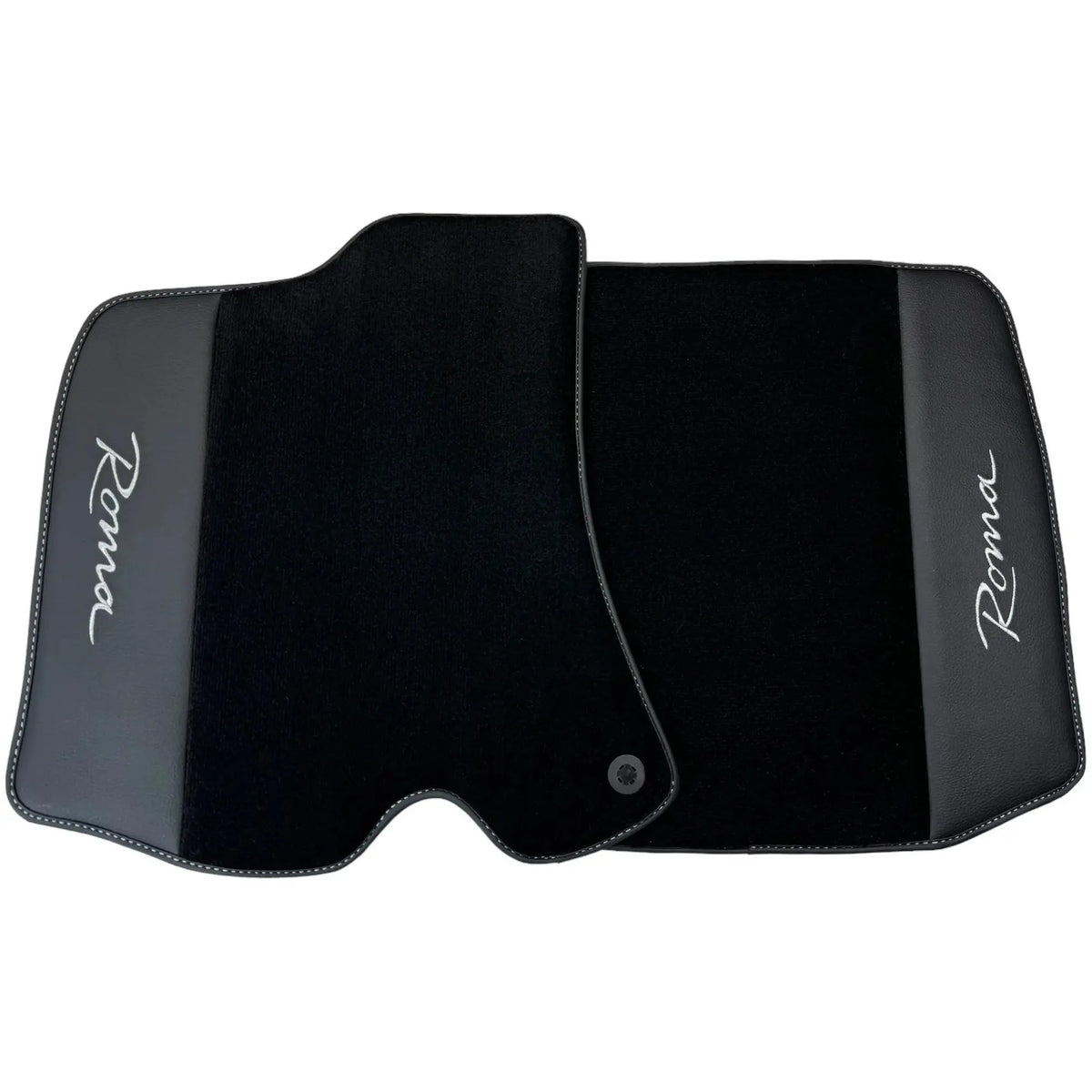 Black Floor Mats for Ferrari Roma (2021-2027) with Leather - AutoWin