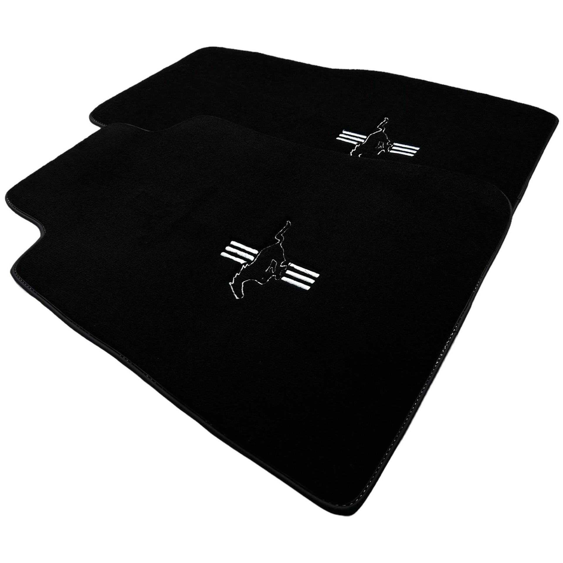 Black Floor Mats For Ford Mustang V (2004-2010) With Pony - AutoWin