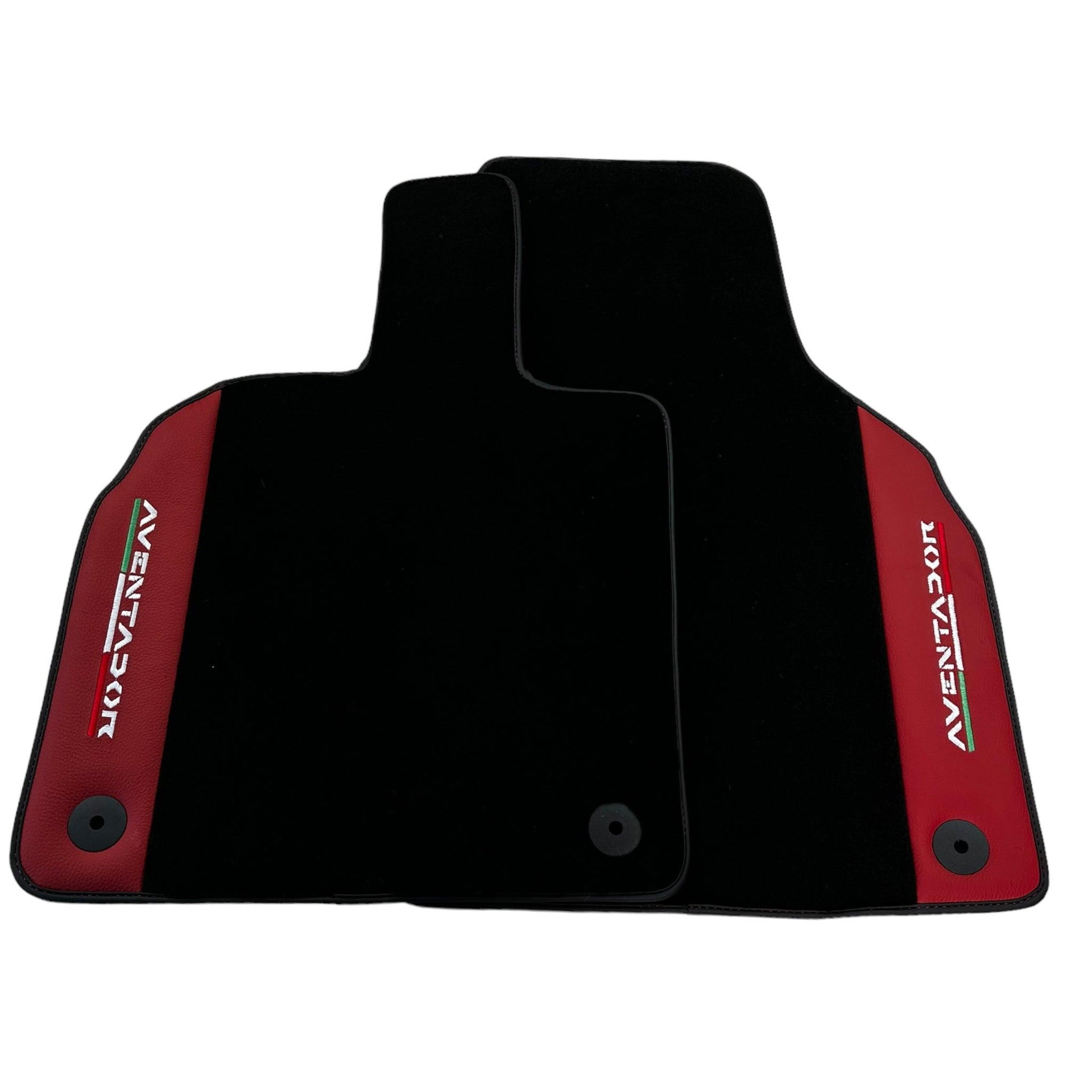Black Floor Mats for Lamborghini Aventador With Red Leather - AutoWin
