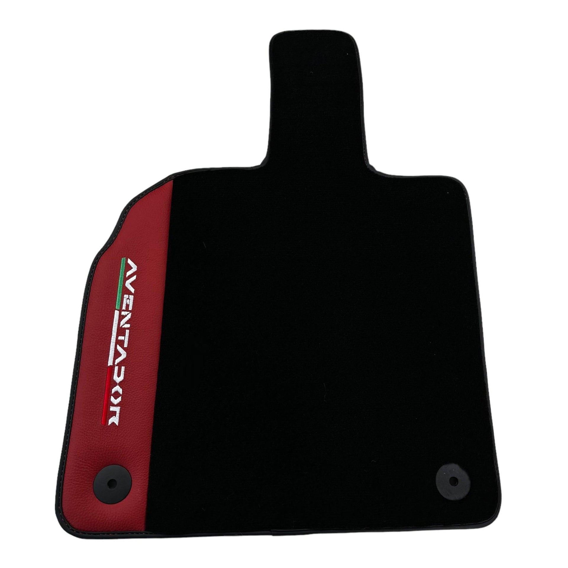 Black Floor Mats for Lamborghini Aventador With Red Leather - AutoWin