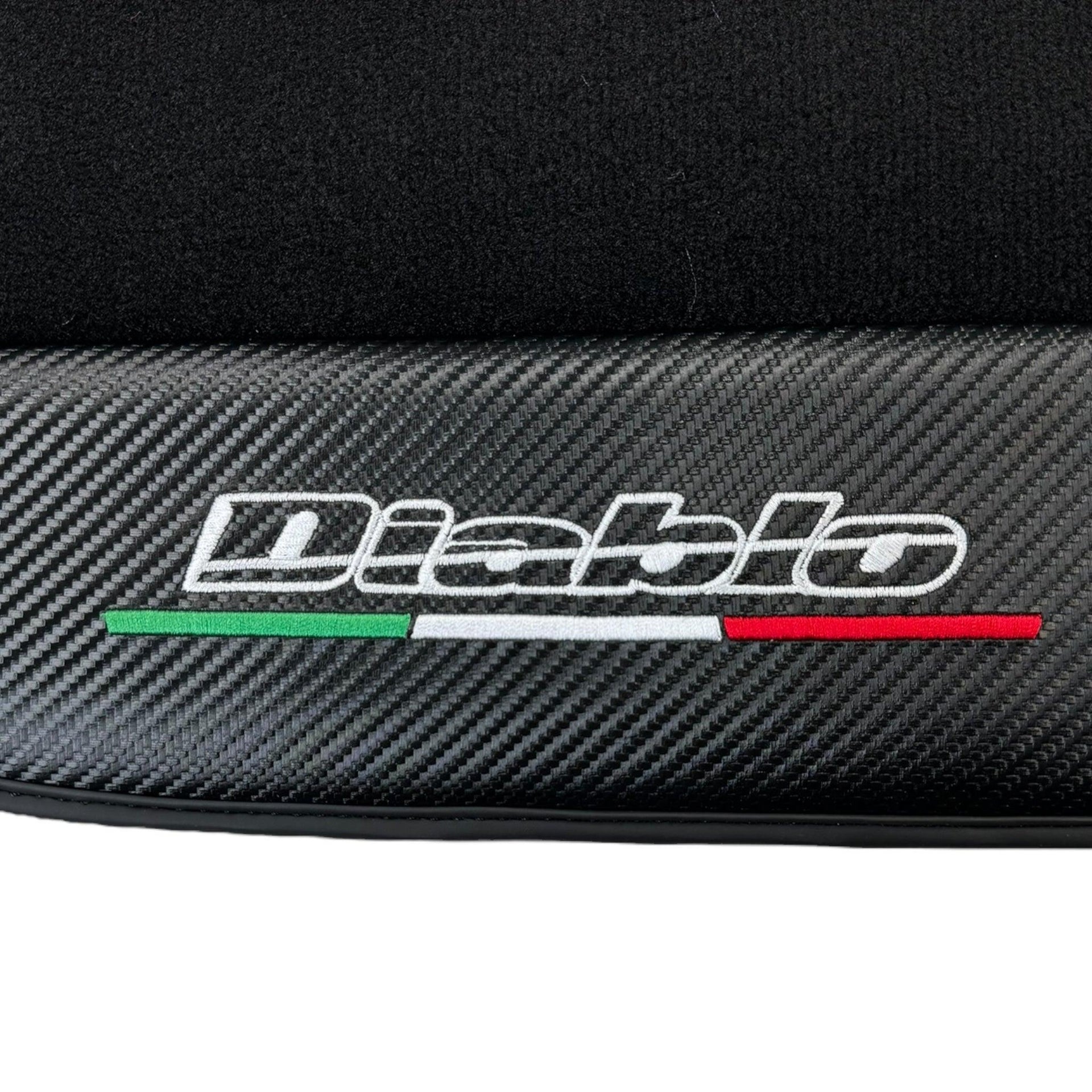 Black Floor Mats for Lamborghini Diablo (1990-2001) with Carbon Fiber - AutoWin