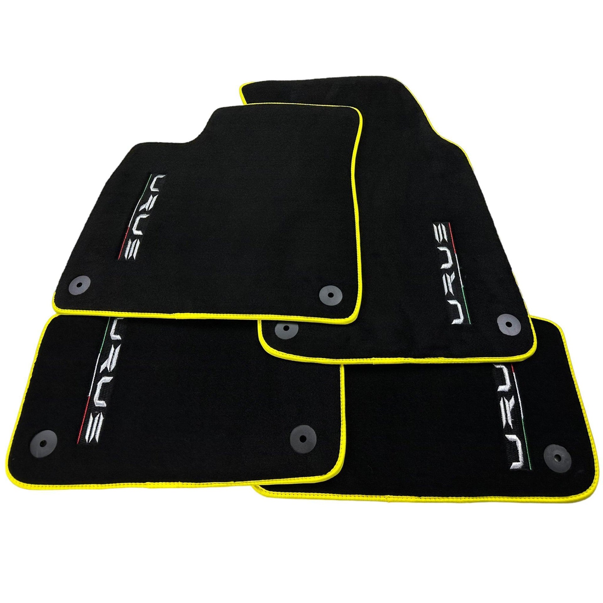 Black Floor Mats For Lamborghini Urus Tailored With Yellow Trim - AutoWin