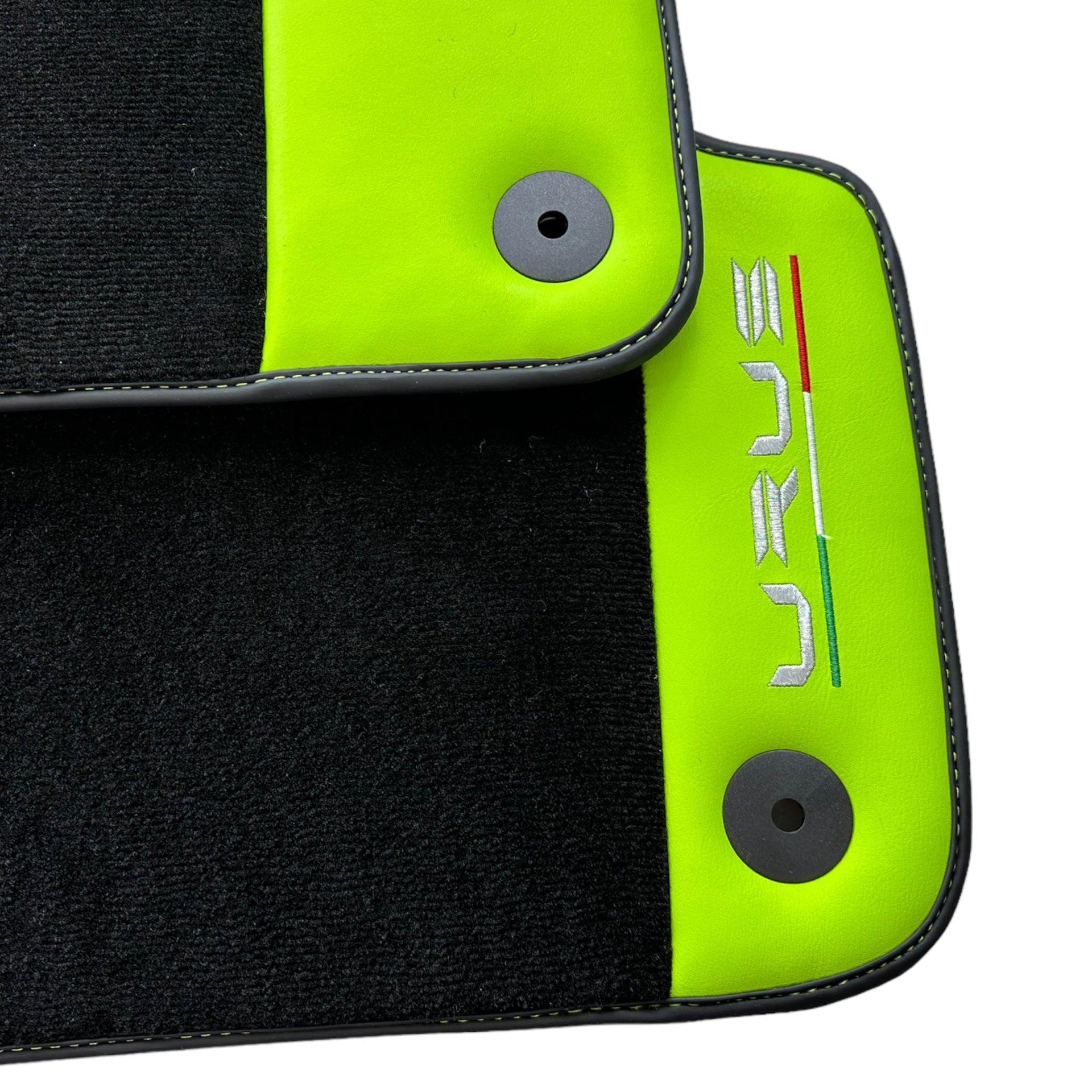 Black Floor Mats for Lamborghini Urus With Green Leather - AutoWin