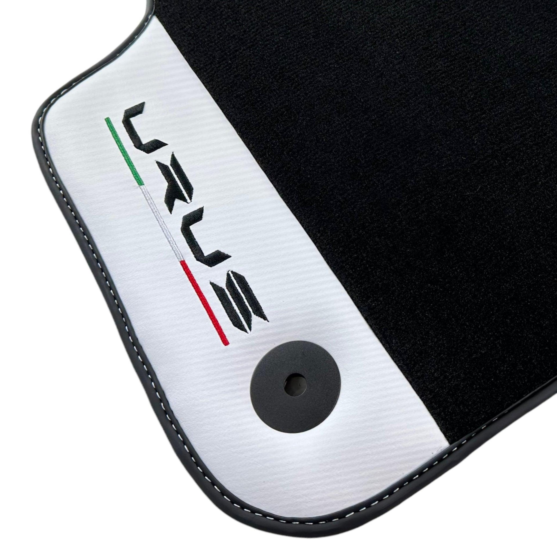 Black Floor Mats for Lamborghini Urus With White Leather - AutoWin