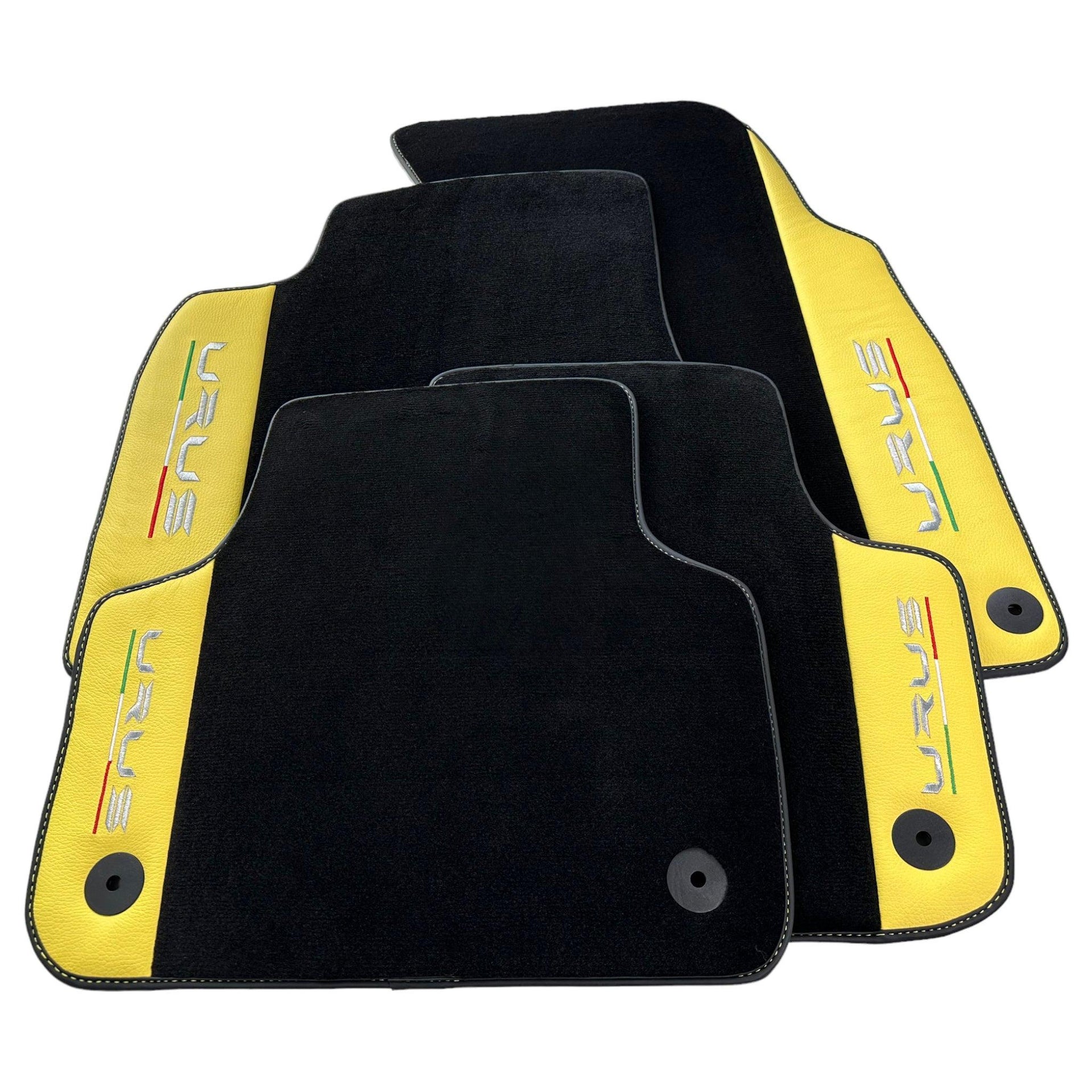Black Floor Mats for Lamborghini Urus With Yellow Leather - AutoWin