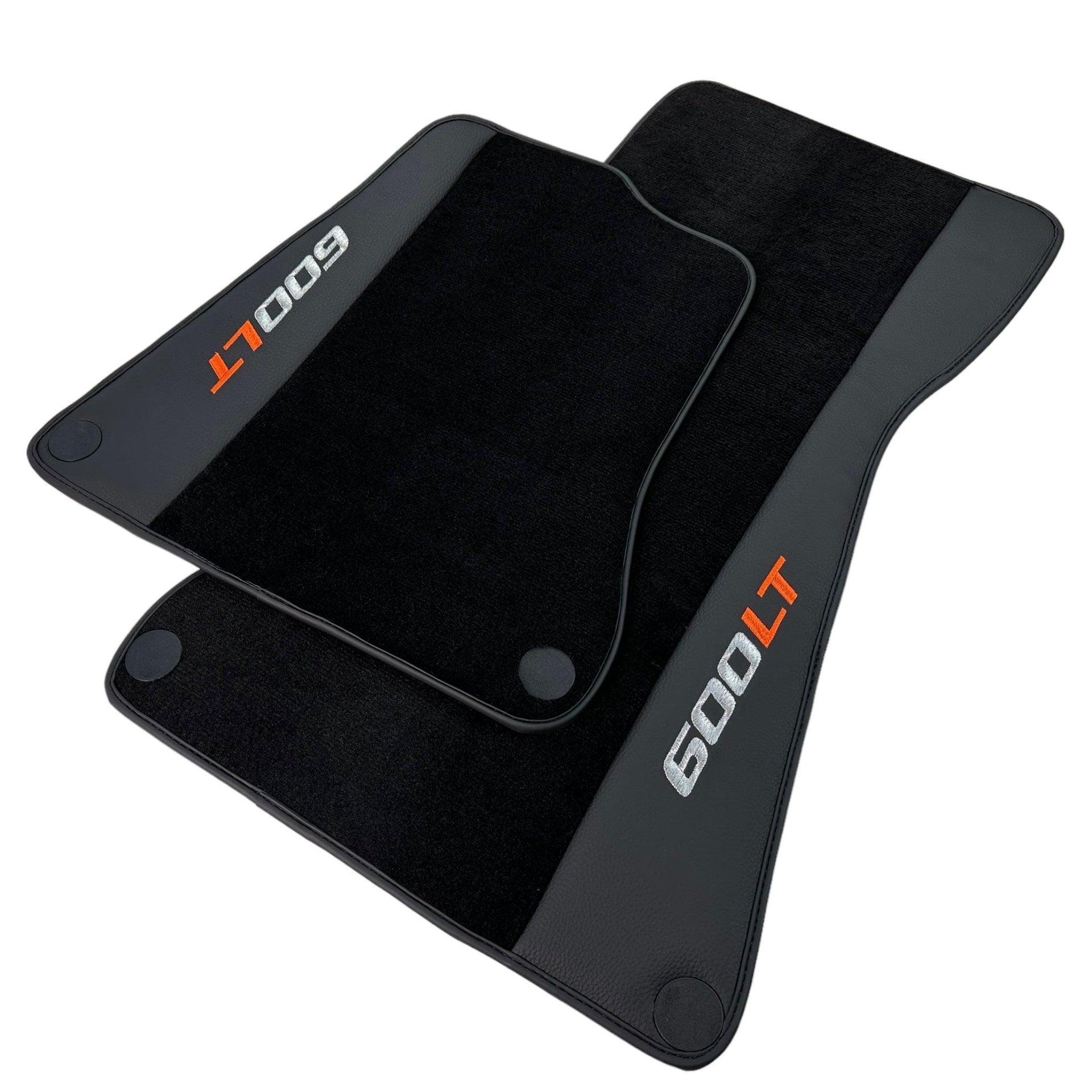 Black Floor Mats for McLaren 600 LT (2018-2020) With Leather - AutoWin
