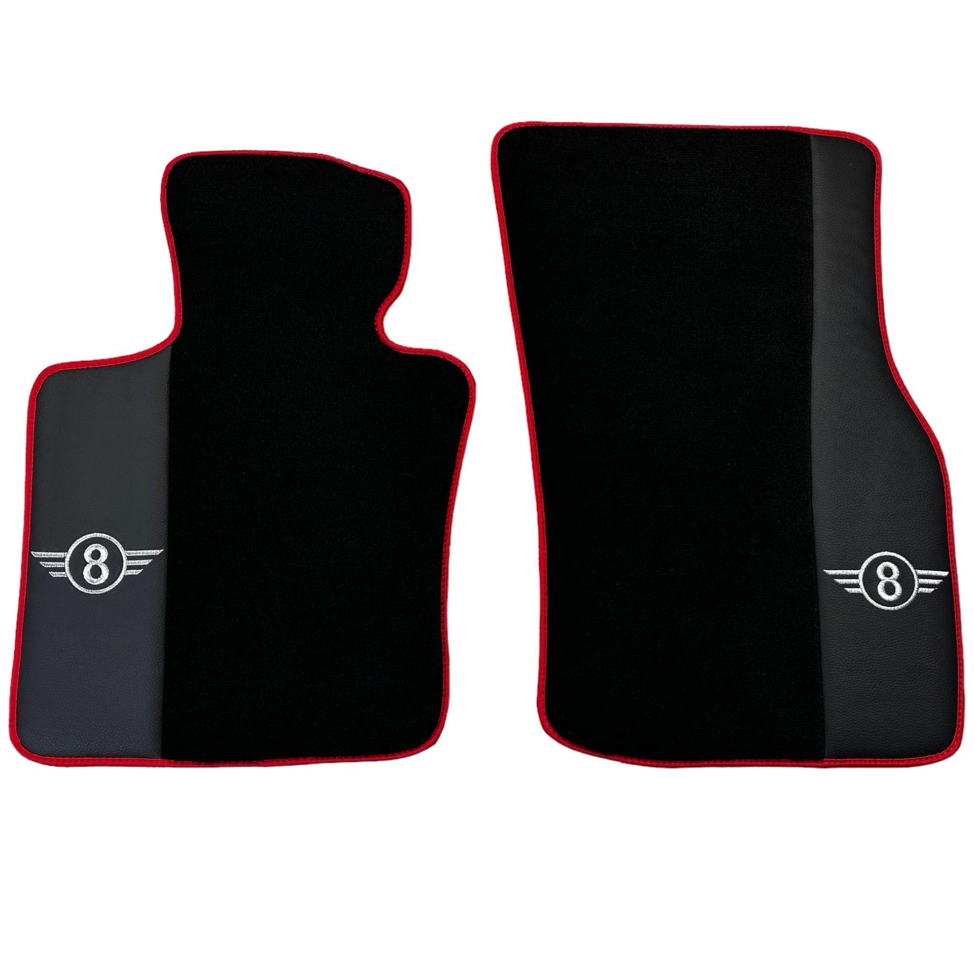 Black Floor Mats for Mini Cooper / One F55 5-doors (2015-2023) With Leather | Red Trim - AutoWin