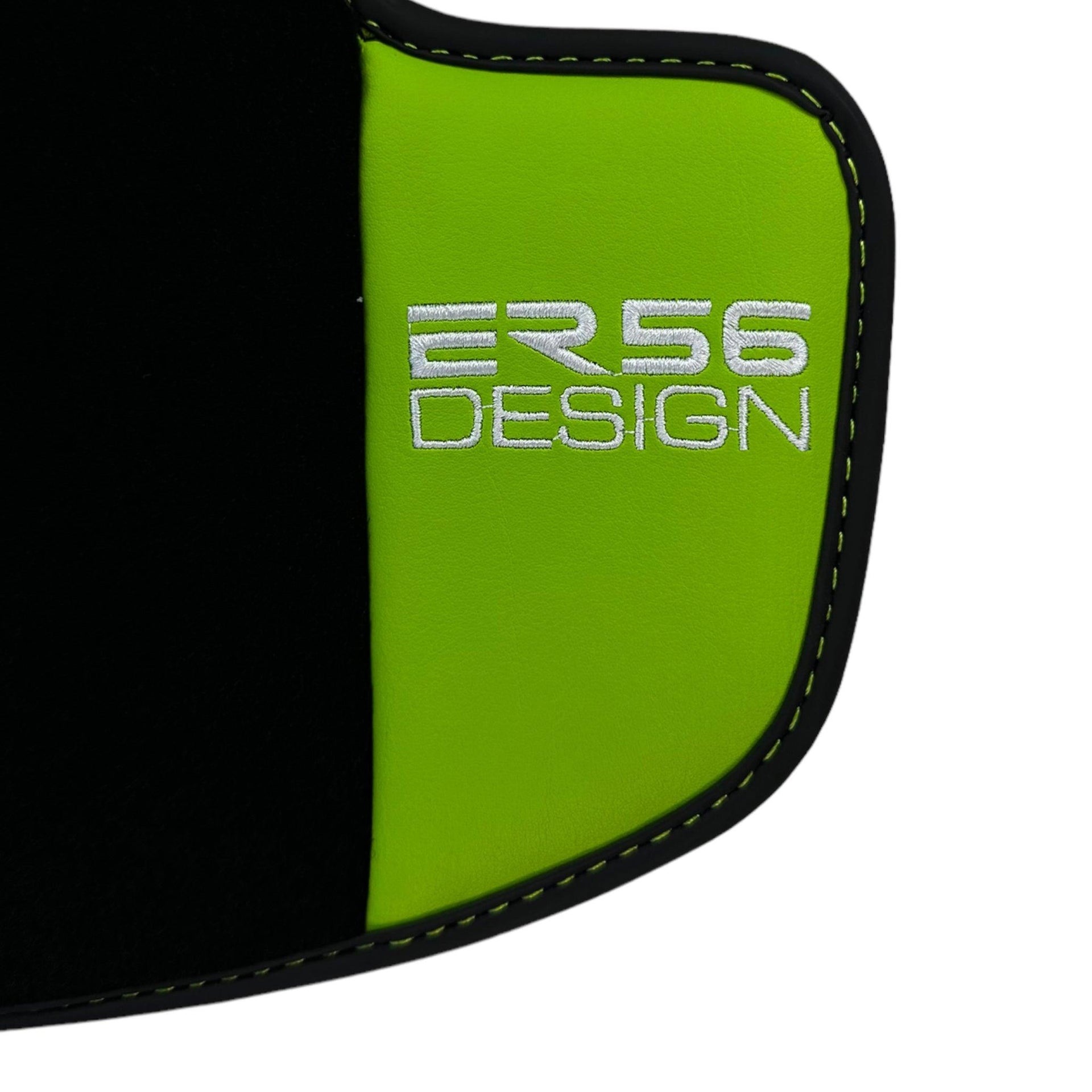 Black Floor Mats for Porsche Cayenne (2018-2023) with Green Leather ER56 Design - AutoWin