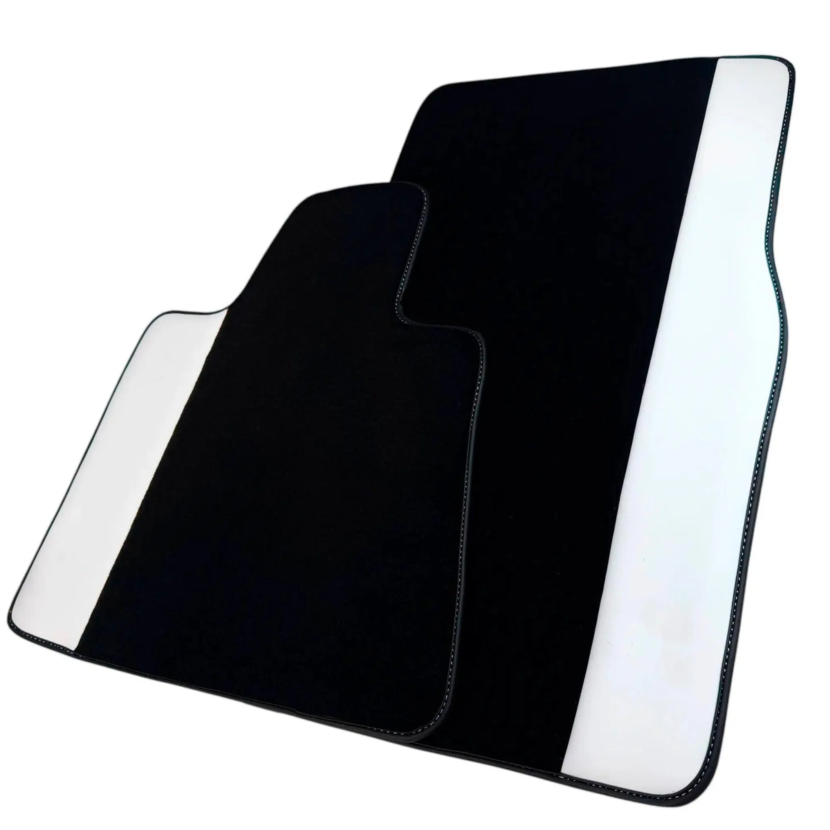 Black Floor Mats for Rolls Royce Phantom Drophead Coupe (2007-2016) with White Leather