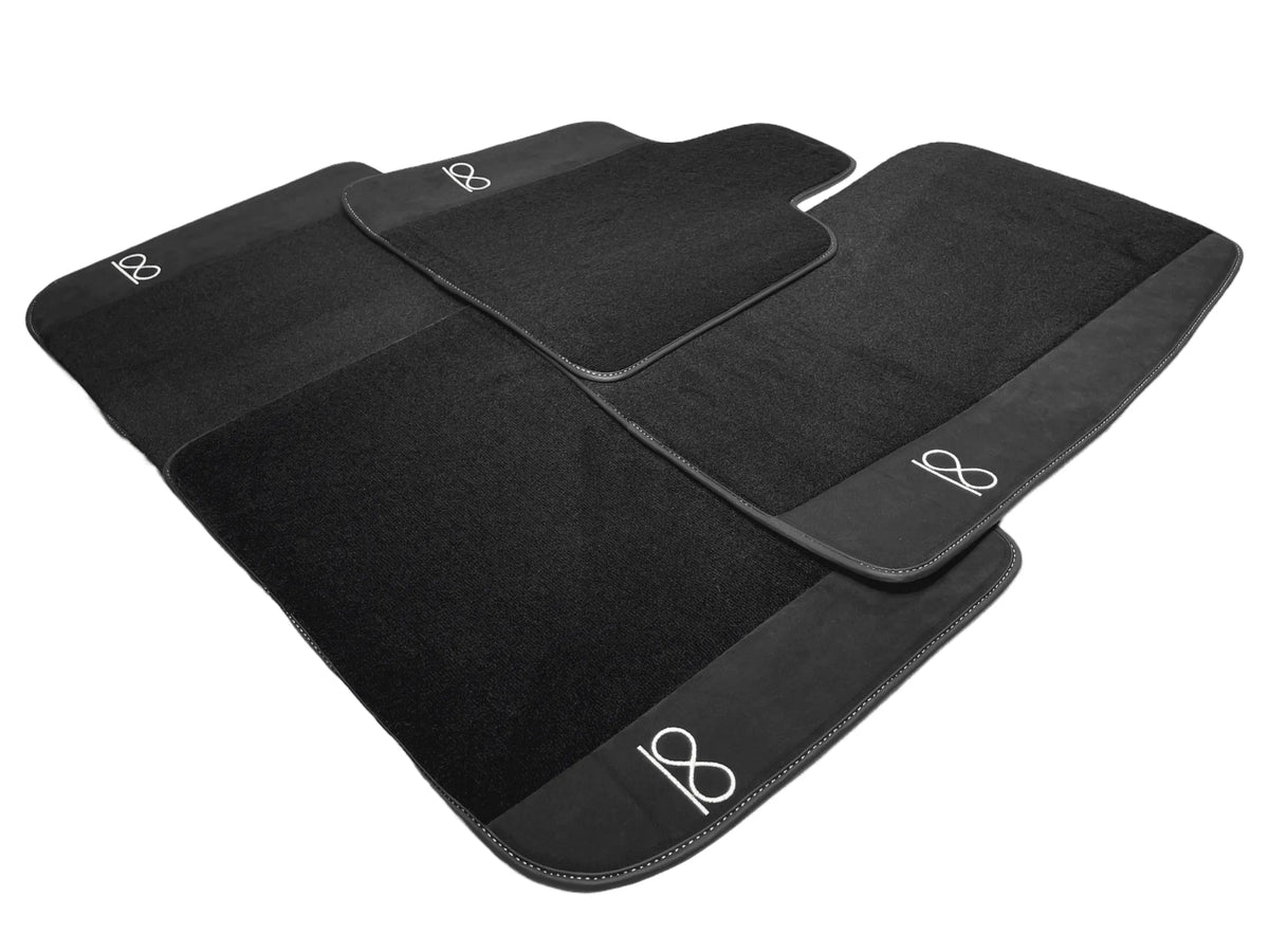 Black Floor Mats For Rolls Royce Phantom VIII (2017-2024) Black Badge Fluorescent Logo