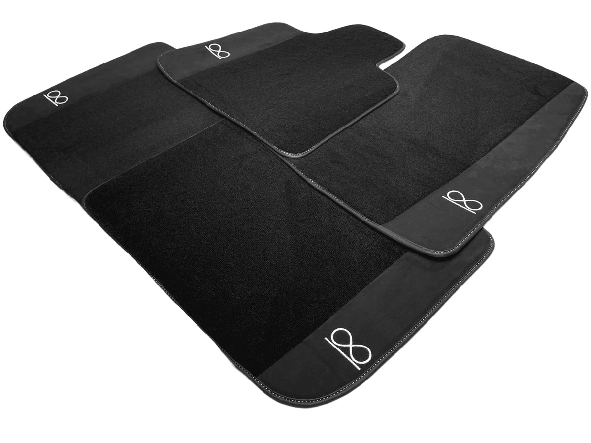 Black Floor Mats For Rolls Royce Phantom VIII (2017-2024) Black Badge Fluorescent Logo