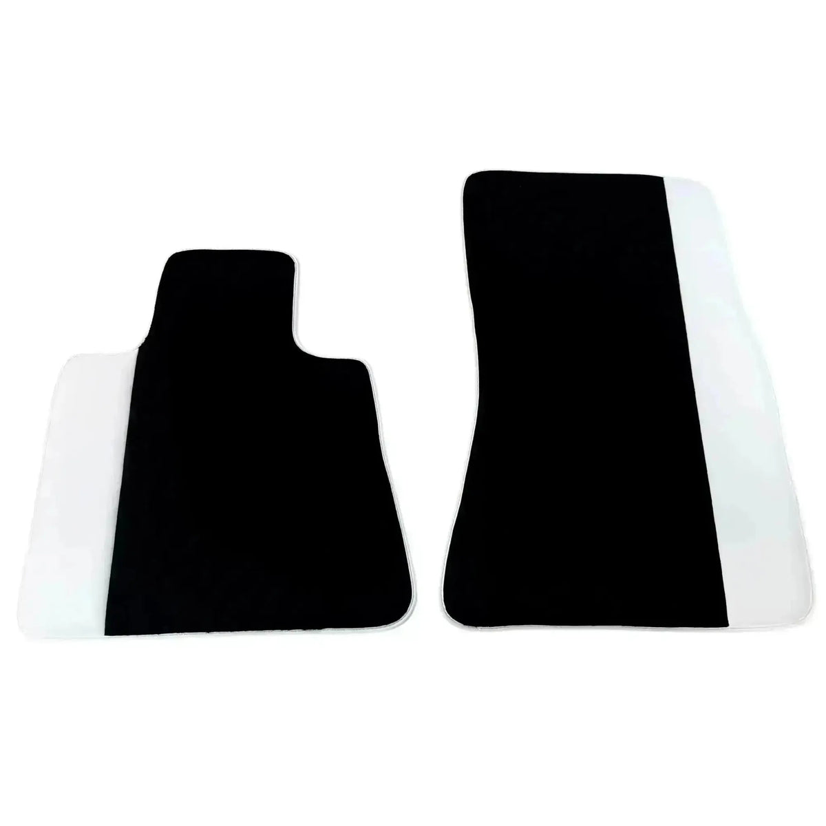 Black Floor Mats for Rolls Royce Shadow (1965-1977) with White Leather | White Trim