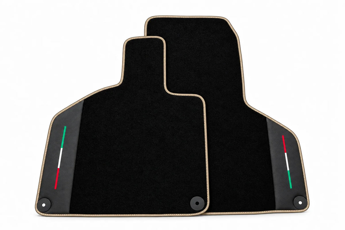 Black Floor Mats with Leather for Lamborghini Huracan (2014-2023) - Italian Edition Beige trim