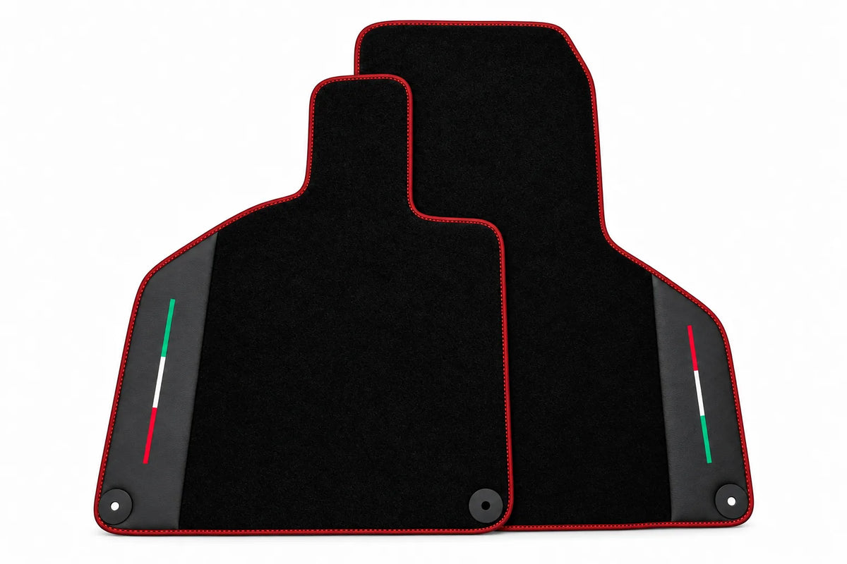 Black Floor Mats with Leather for Lamborghini Huracan (2014-2023) - Italian Edition Red trim