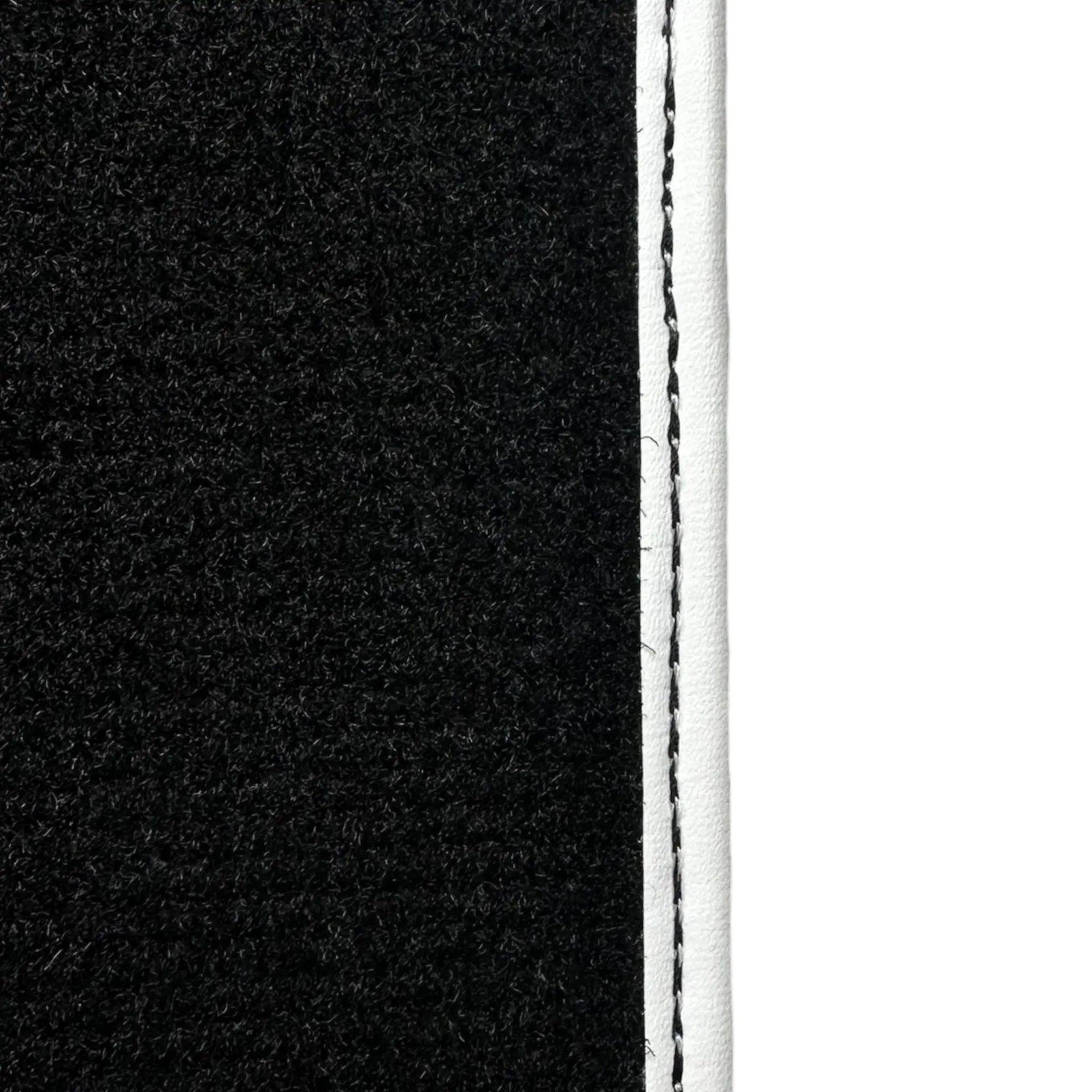 Black Floor Mats for Mini Cooper F56 (2013-2022) with Leather | White Trim - AutoWin