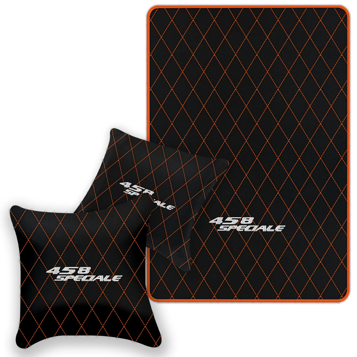 Black Leather Floor Mats for Ferrari 458 Speciale (2012-2015) with Single Diamond Pattern | Full Set Option