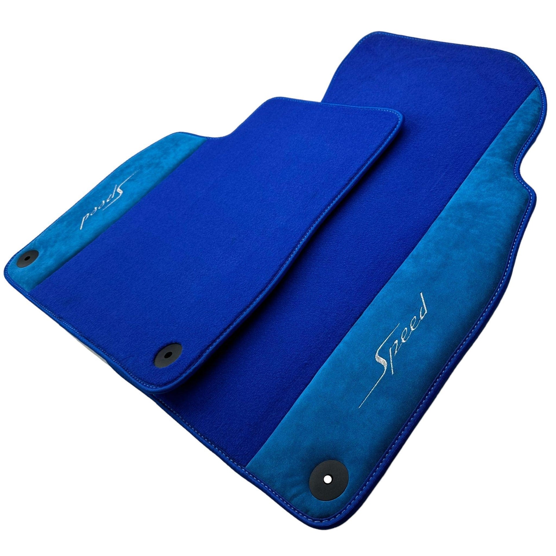 Blue Floor Mats For Bentley Flying Spur (2005-2013) with Alcantara Leather - AutoWin