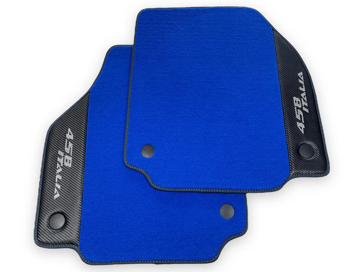 Blue Floor Mats For Ferrari 458 Italia 2009-2015 Carbon Fiber Leather - AutoWin