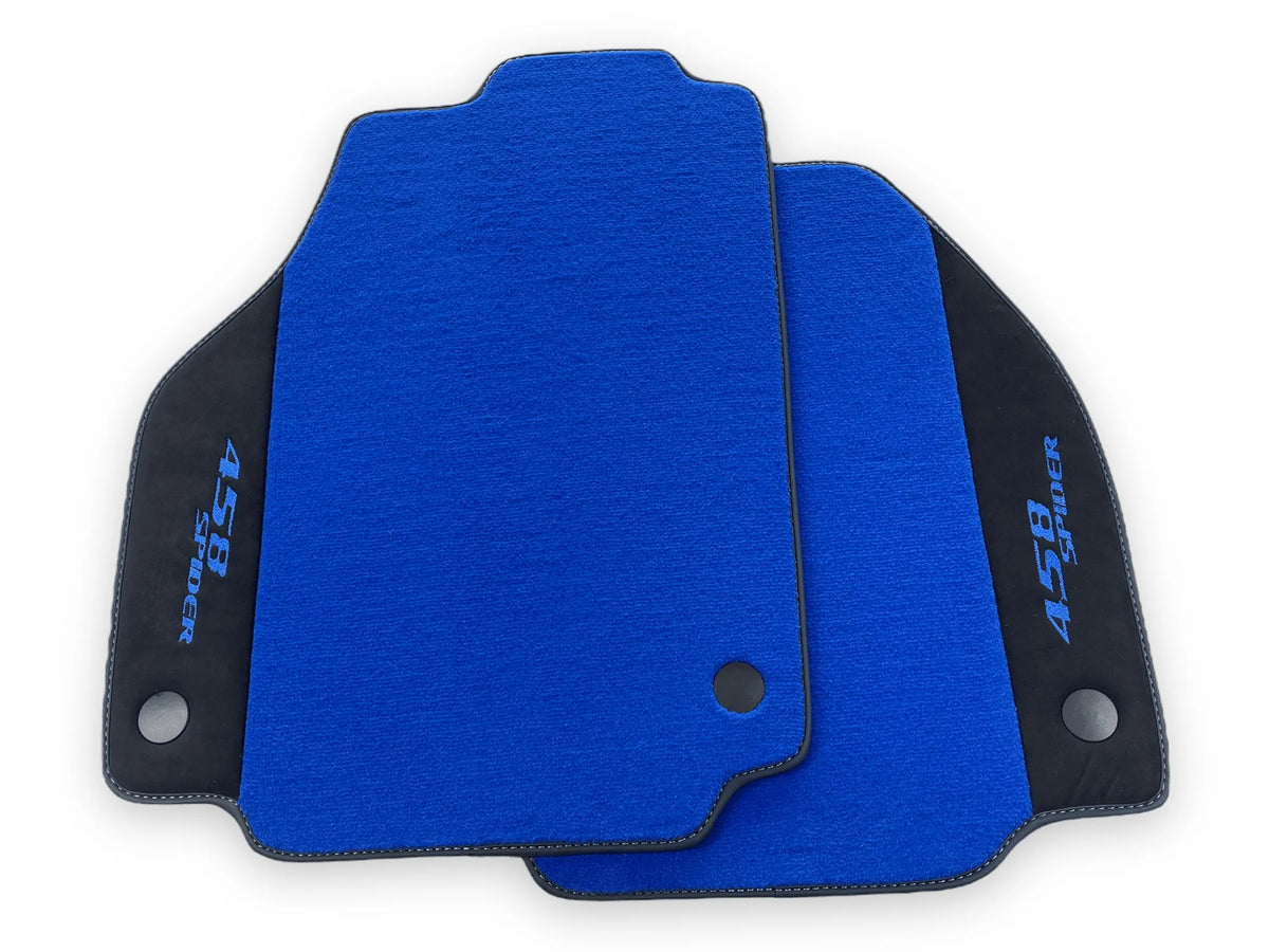 Blue Floor Mats For Ferrari 458 Italia 2009-2015 With Alcantara Leather - AutoWin