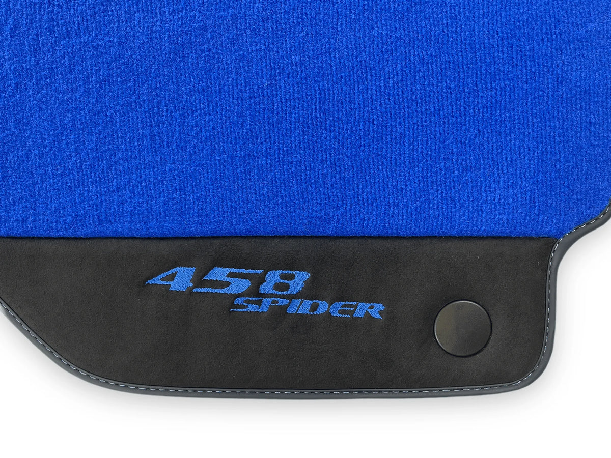 Blue Floor Mats For Ferrari 458 Italia 2009-2015 With Alcantara Leather - AutoWin