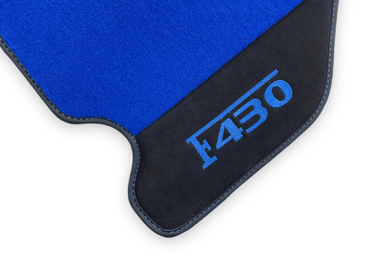 Blue Floor Mats For Ferrari F430 2004-2009 With Alcantara Leather - AutoWin