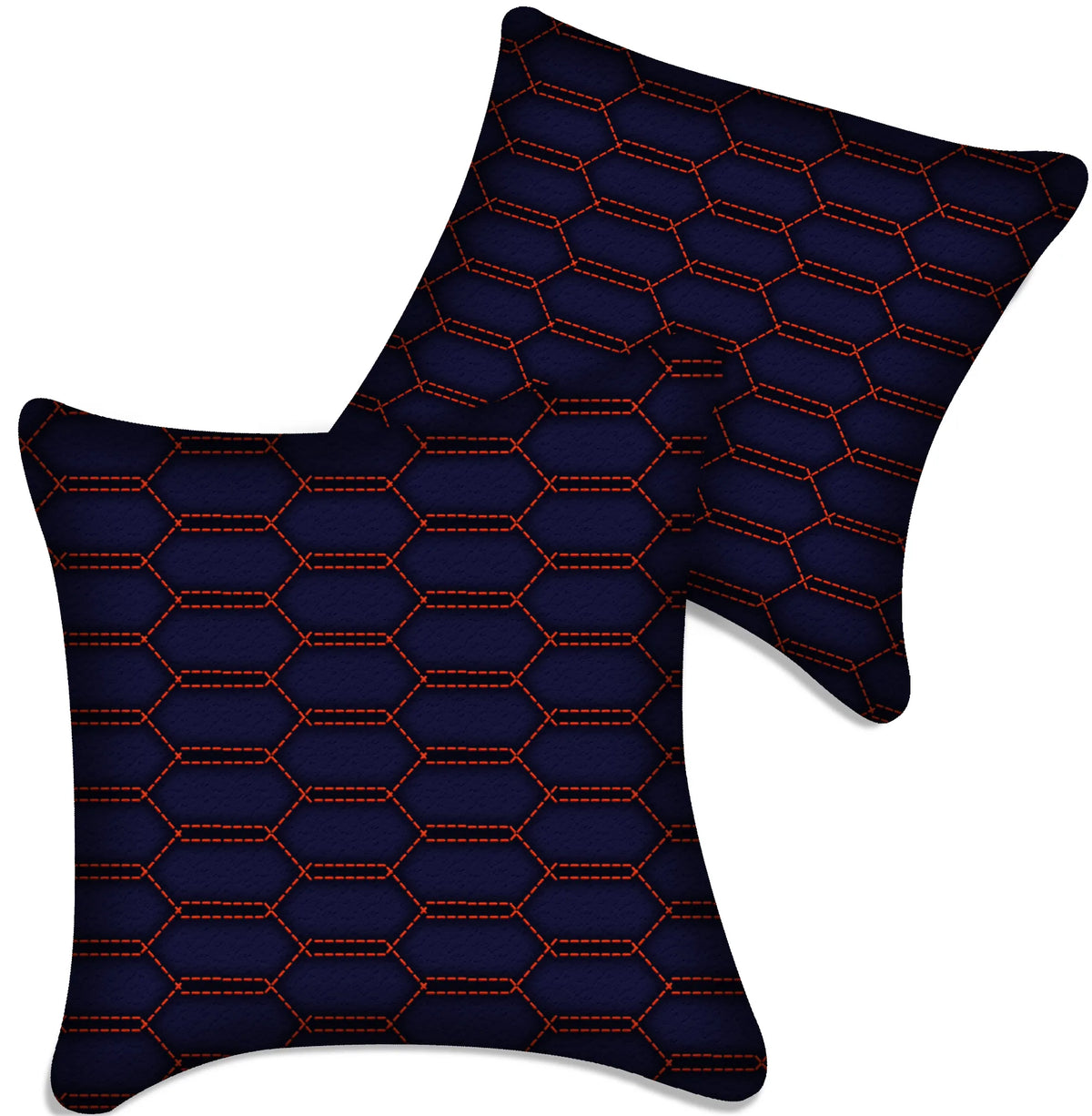 Customizable Dark Blue Leather Pillows Set of 2 for All Vehicles