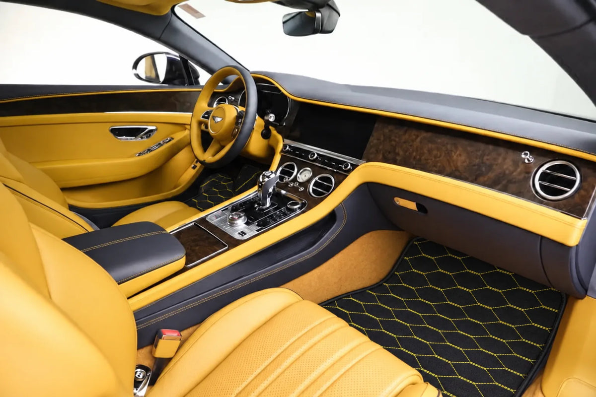 Customizable Leather Floor Mats with Viper Hex Pattern for Bentley Continental GT (2018–2023) inside the vehicle