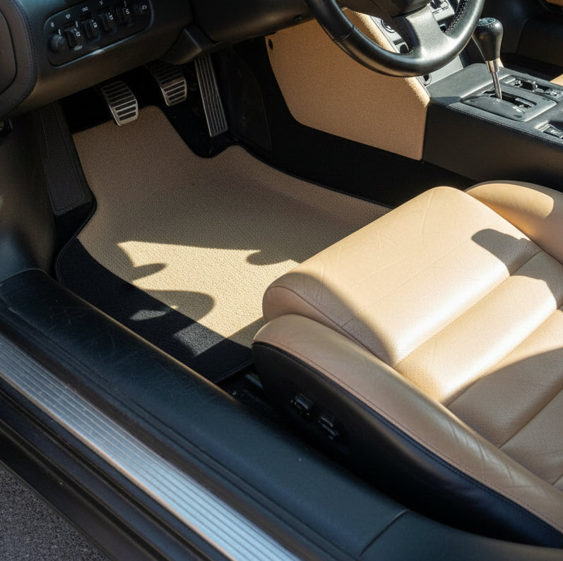 Customizable Leather Floor Mats with Single Diamond Pattern for Lamborghini Diablo (1990-2001) - AutoWin