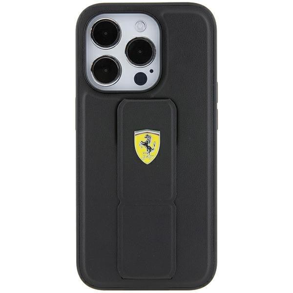 Ferrari Grip Stand Metal Logo Hardcase for iPhone 15 Pro 6.1" - AutoWin