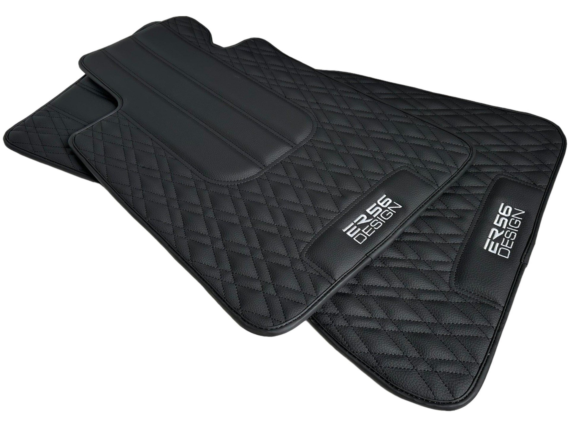 Floor Mats For BMW Gran Tourer F46 (2015-2022) 5 Seats Black Leather Er56 Design - AutoWin