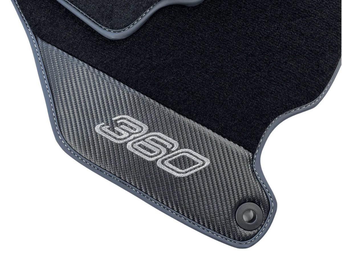 Floor Mats For Ferrari 360 Modena 1999-2005 Black With Carbon Fiber Leather - AutoWin