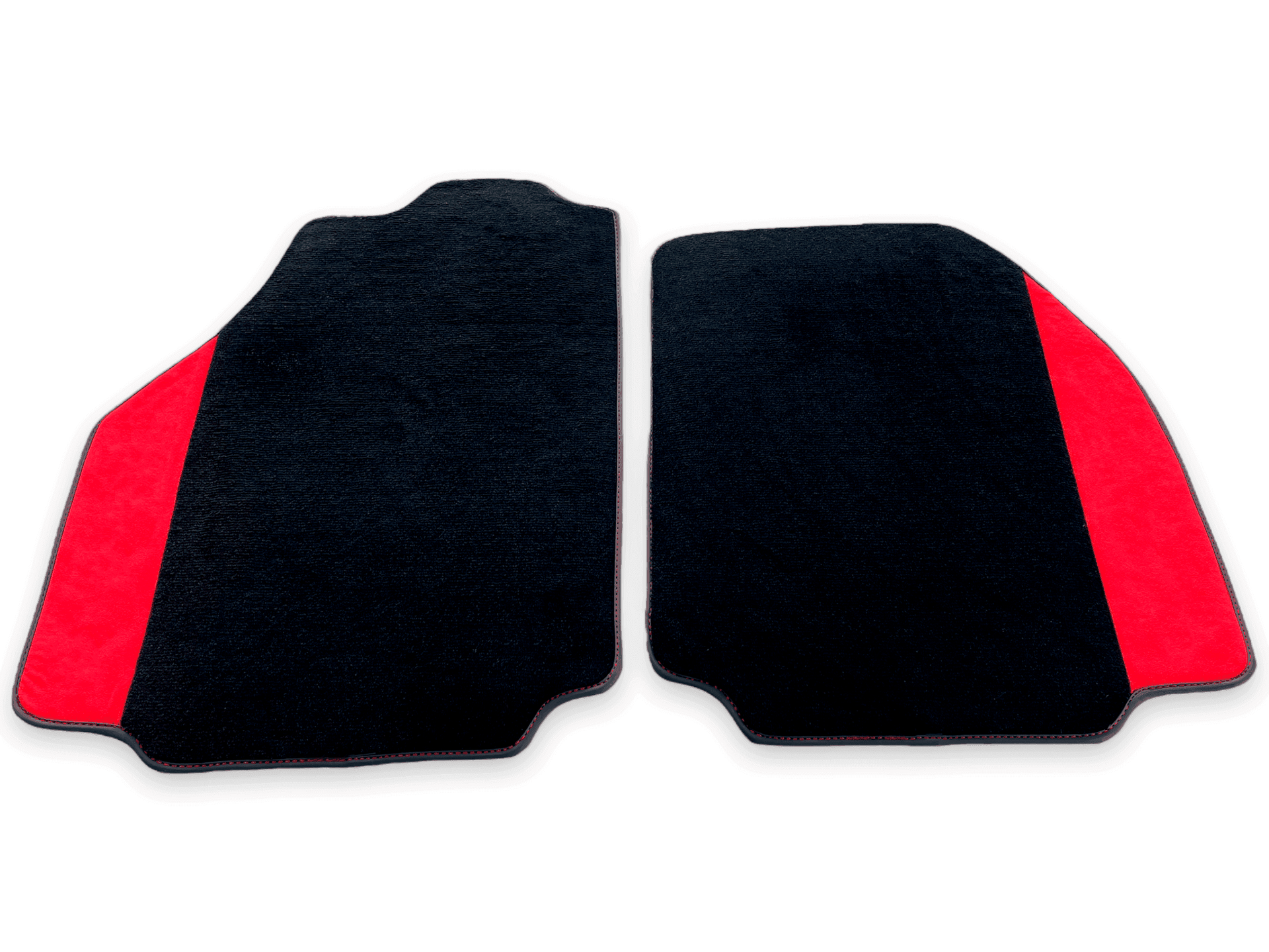 Black Floor Mats For Ferrari 488 Pista Spider 2019-2021 With Red Alcantara Leather
