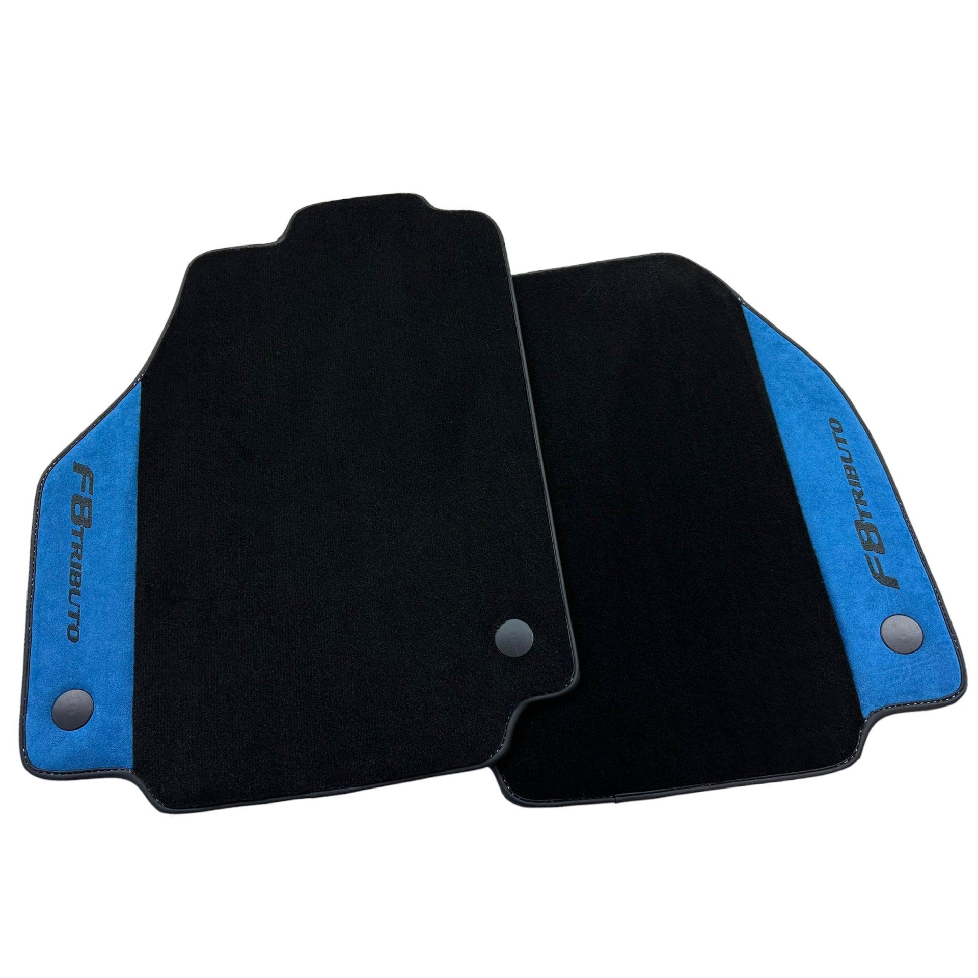 Floor Mats For Ferrari F8 Tributo 2019-2022 With Blue Alcantara Leather - AutoWin