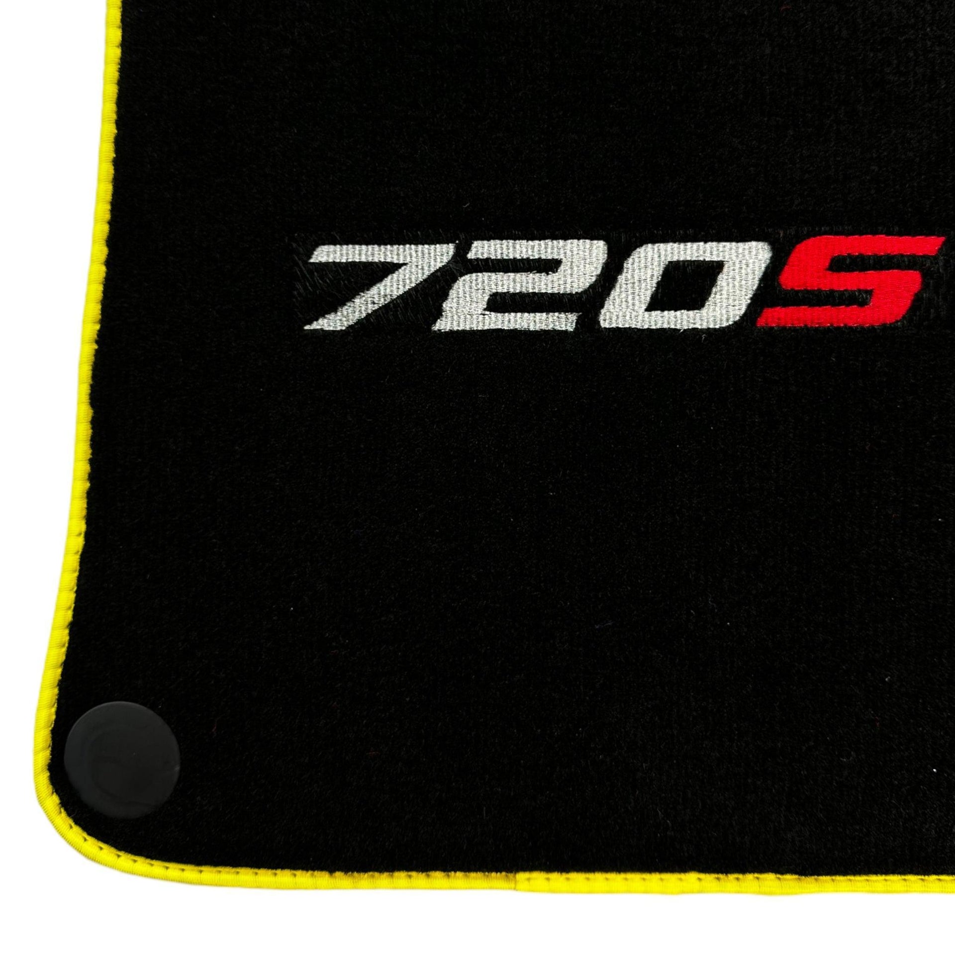 Floor Mats For McLaren 720S Black Tailored With Yellow Trim - AutoWin