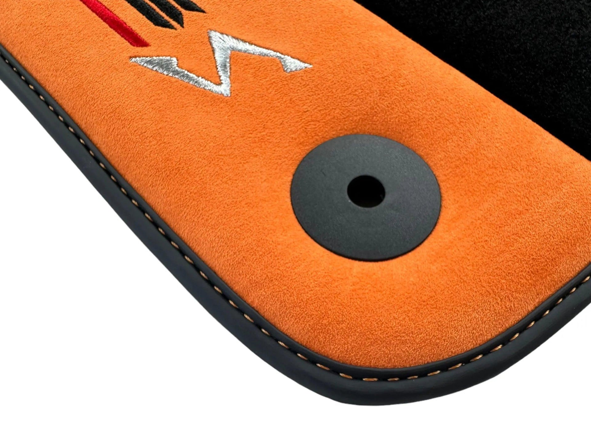 Floor Mats Set with Trunk Mat For Lamborghini Urus S With Orange Alcantara Leather - AutoWin