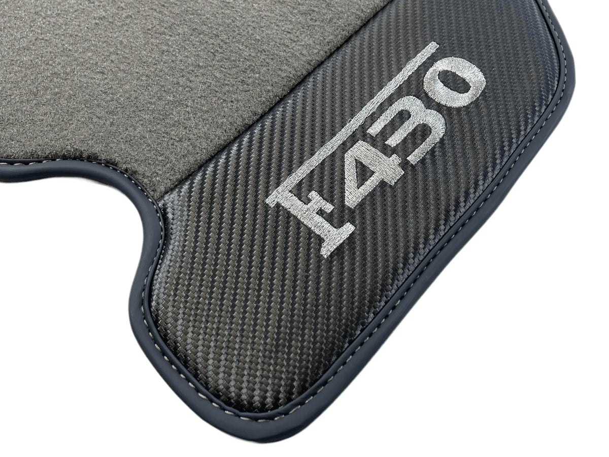 Gray Floor Mats For Ferrari F430 2004-2009 With Carbon Fiber Leather - AutoWin