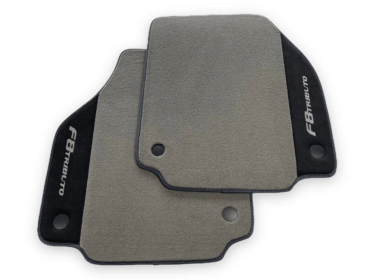 Gray Floor Mats For Ferrari F8 Tributo 2019-2022 With Alcantara Leather - AutoWin