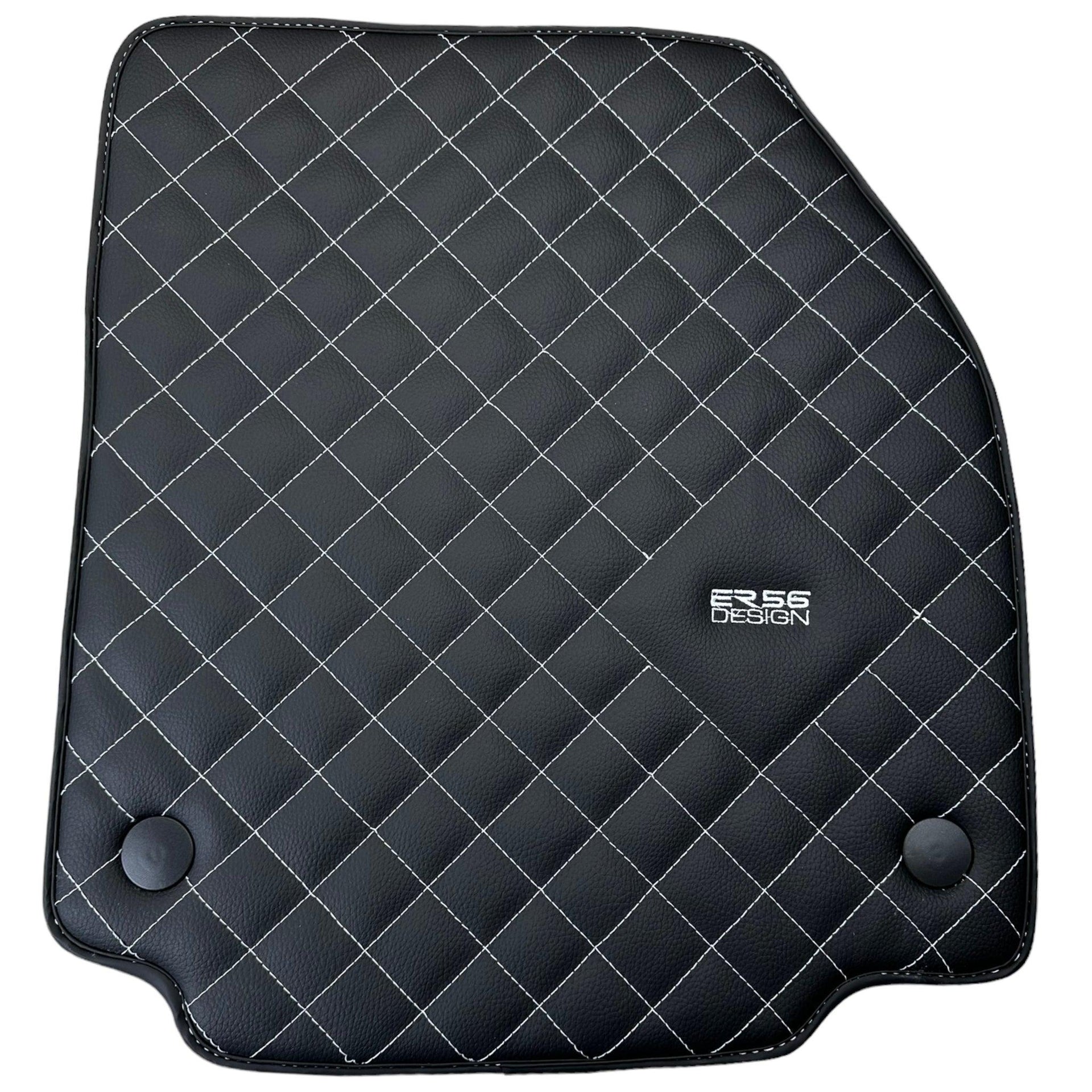 Leather Floor Mats for Ferrari 458 GT2 with White Sewing ER56 Design - AutoWin