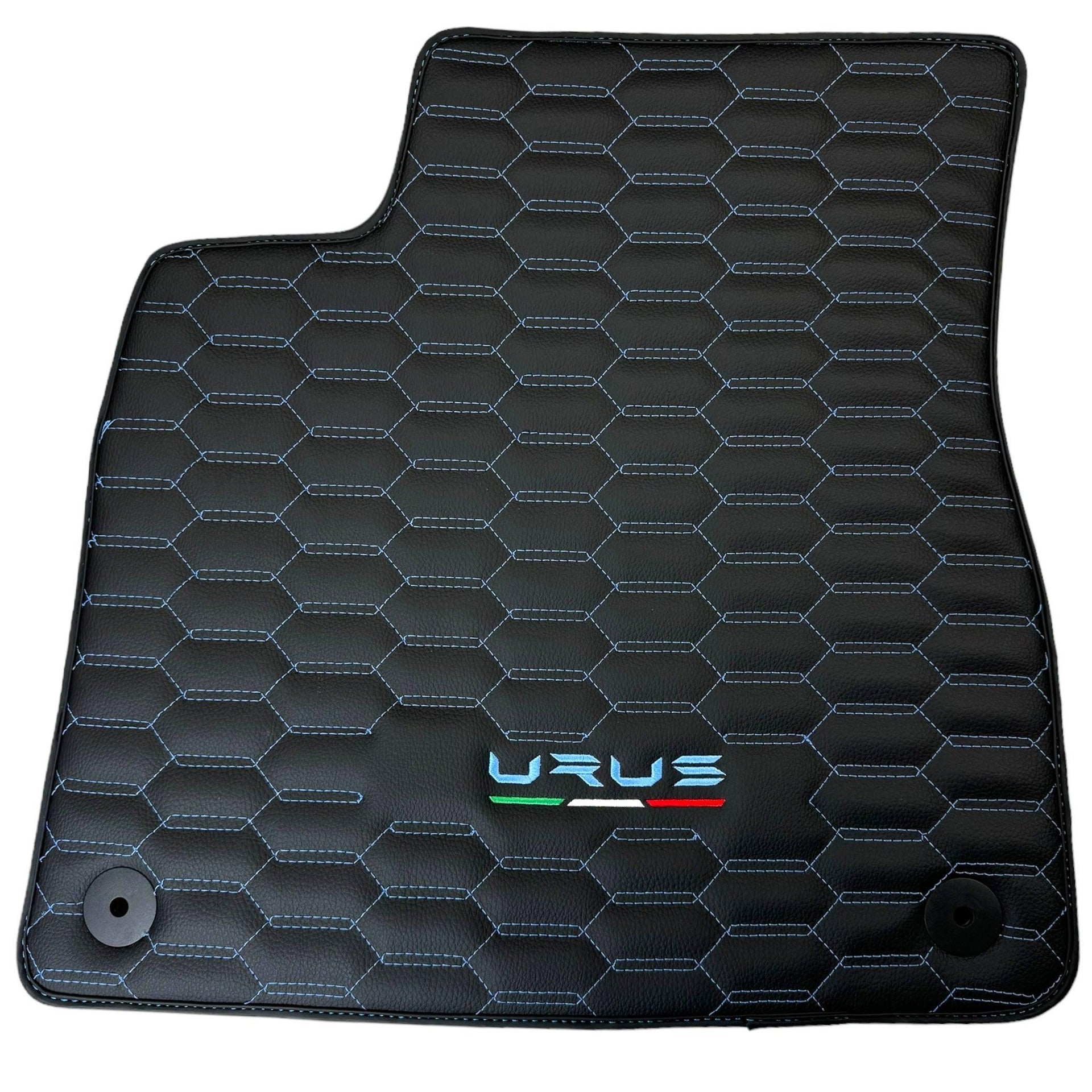 Leather Floor Mats for Lamborghini Urus with Blue Stitching - AutoWin