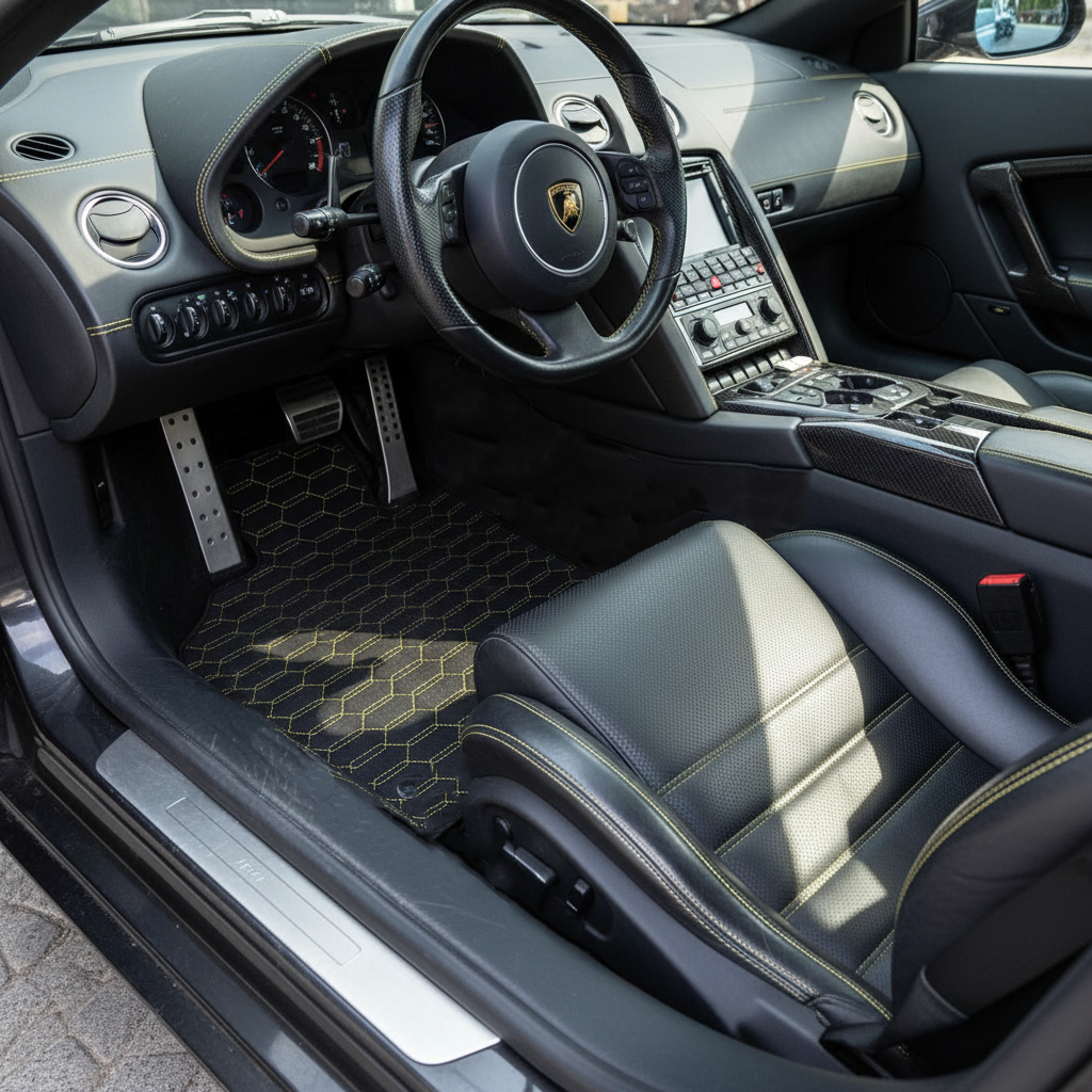 Anpassbare Lederfußmatten mit Viper Hex-Muster für Lamborghini Murcielago (2001-2010) - AutoWin