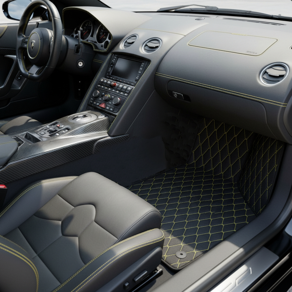 Anpassbare Lederfußmatten mit Viper Hex-Muster für Lamborghini Murcielago (2001-2010) - AutoWin